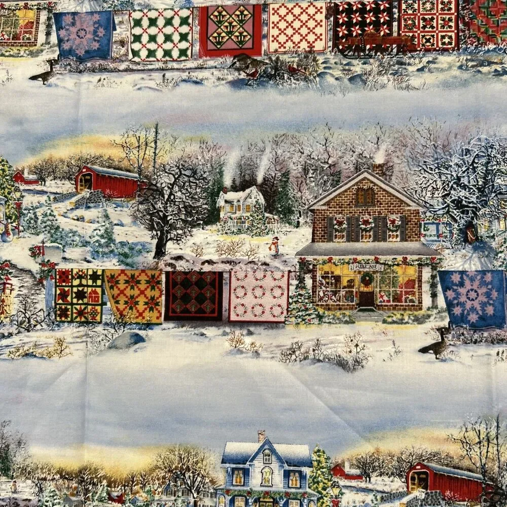 Holiday Airing Cotton Quilting Fabric Diane Phalen Winter Country Scenes 39 X 40